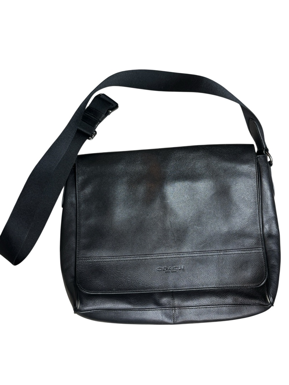 Coach Houston Messenger Leather Laptop Bag Black